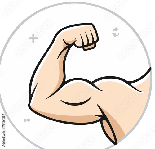 Cartoon Arm Showing Muscle Strength Vector Graphic Strong Body Health