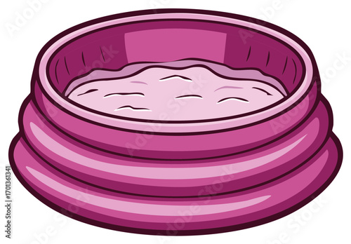 Pink Inflatable Kiddie Pool with Water Cartoon Vector Illustration for Summer Fun