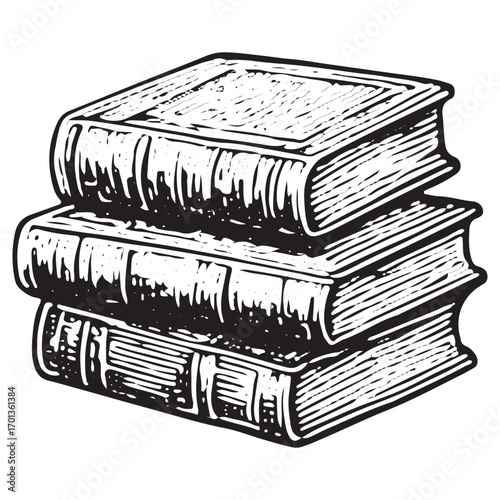 Stack of Spellbooks Art: Witchcraft Magic Grimoires Illustration