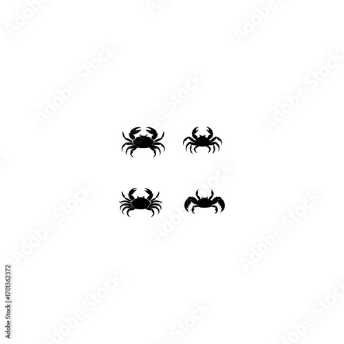 Set of crab silhouette vector on transparent background 