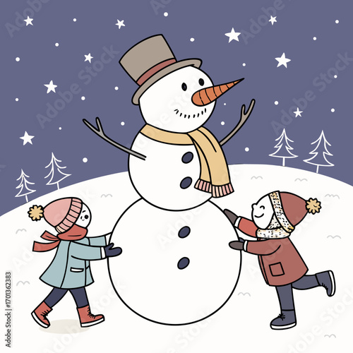 snowman with christmas tree