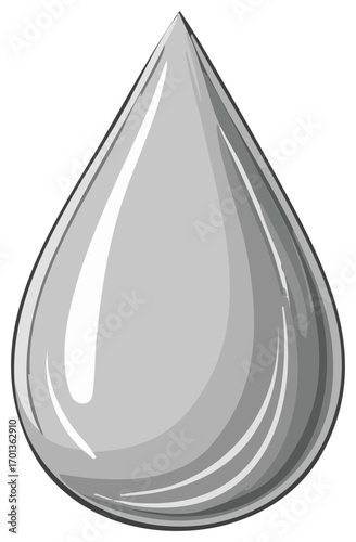 Monochromatic realistic water droplet with subtle shading and highlights