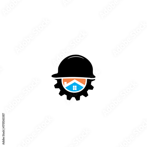 helmet and house logo design for fast and efficient home repairs