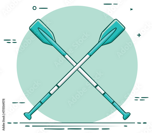 Crossed Boat Paddles Illustration for Water Sports and Recreation