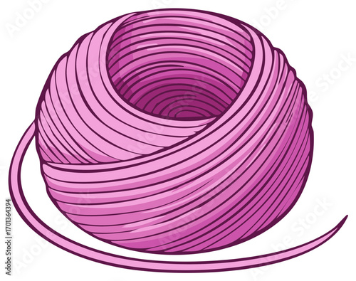Vibrant pink yarn ball vector illustration for knitting crocheting and craft projects