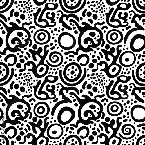 Seamless pattern with abstract organic shapes in black and white colors, patern seamless, Stock royalty free.