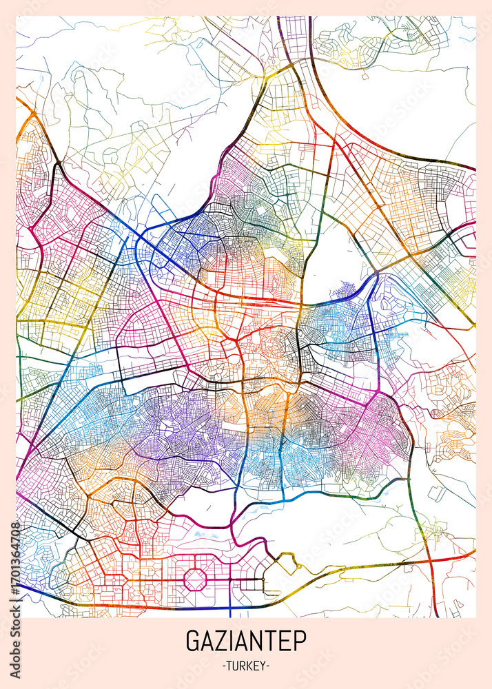 Obraz premium Gaziantep Türkiye City Map. downtown printable Landmarks print painting, travel art banner modern city, urban city art, background abstract