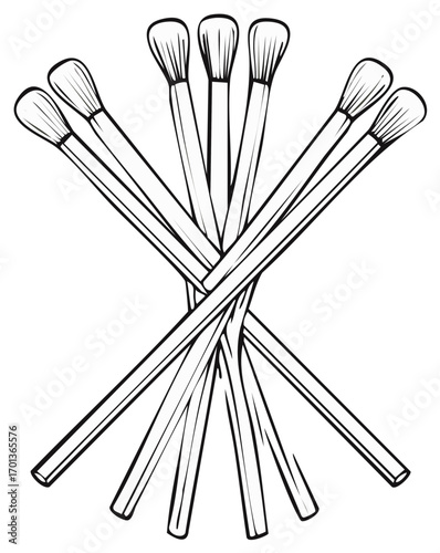 Arrangement of stylized matches illustration with strike pads, ready for coloring and design projects
