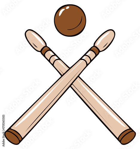 Crossed drumsticks with ball – musical instrument, drumming icon symbol