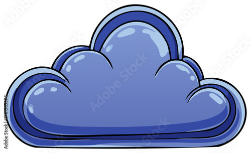 Vibrant Blue Stylized Cloud Graphic Element Weather Forecast Symbol Illustration