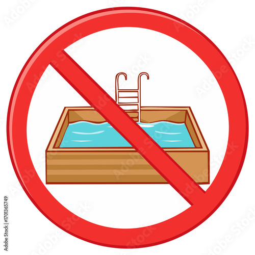 No swimming pool allowed sign or restricted water access symbol