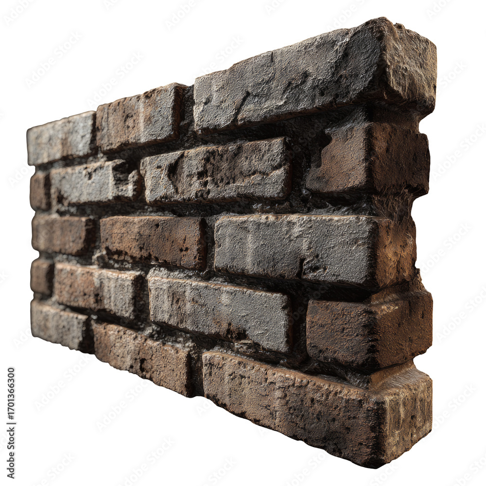 Obraz premium Rustic brick wall panel, angled view