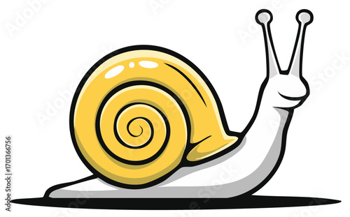 Stylized Yellow Snail Cartoon Character Crawling