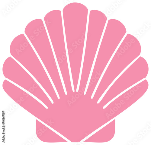 Simple pink scallop seashell icon flat design vector graphic