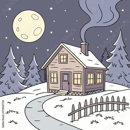 winter landscape with houses