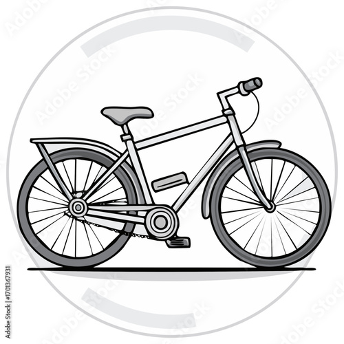 Grayscale electric bike vector illustration for urban commuting and eco friendly transport