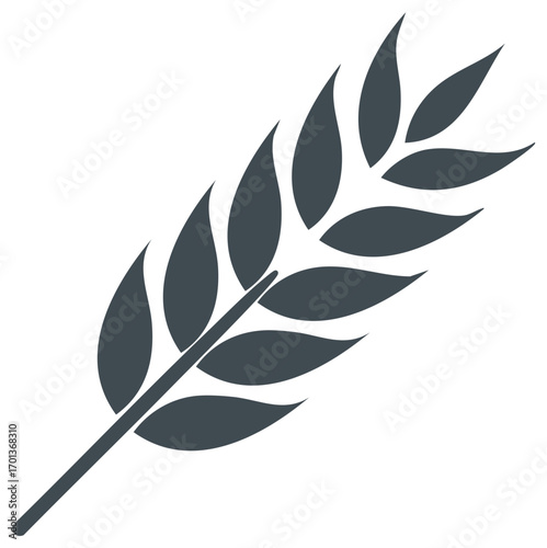 Simple wheat ear icon, stylized grain stalk vector graphic for bakery or farm logo