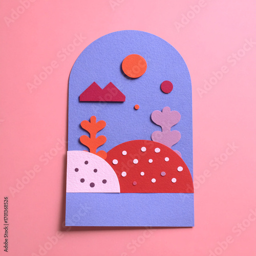 Rug - A blue mat with orange geometric patterns