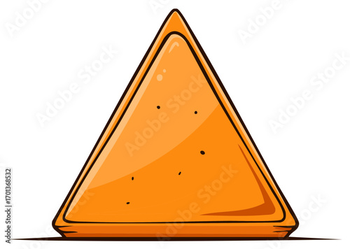 A single crunchy tortilla chip nacho isolated in a cartoon illustration style