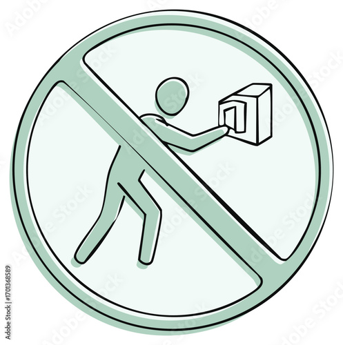 Prohibition of Person Interaction with Machine  Forbidden Access Signage Circle Graphic