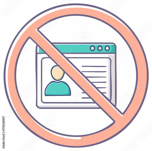 Prohibition of Person Profile Page on the Internet with a Red Circle