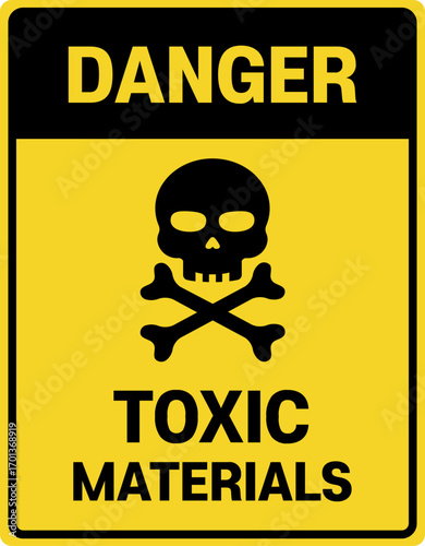Toxic Material Sign with Skull
