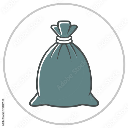Full Garbage Bag Vector Icon for Waste Disposal and Recycling