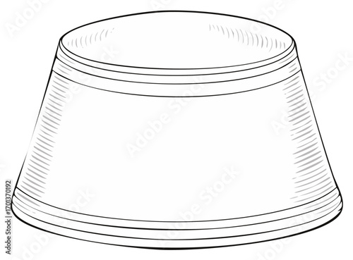Traditional Fez hat illustration in a black and white line art sketch style