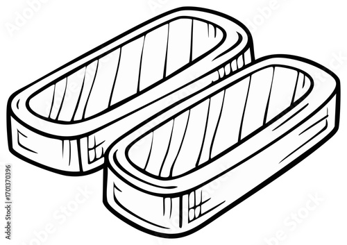 Vector Illustration of Two Tamago Japanese Omelette Sushi Line Art