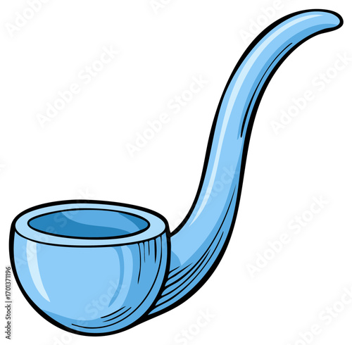Cartoon illustration of a blue smoking pipe