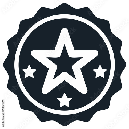 Premium quality award badge icon with multiple stars symbolizing excellence and achievement