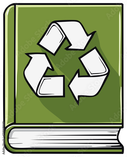 Green Book with Recycling Symbol on Cover Promoting Sustainability