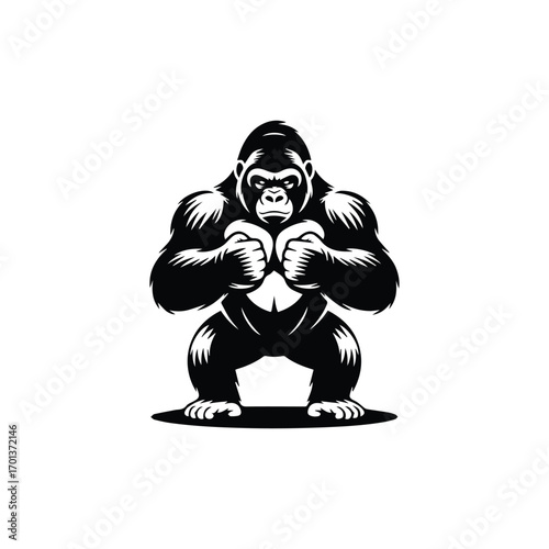 Powerful gorilla silhouette in a spotlight bold and intimidating depiction of primate strength