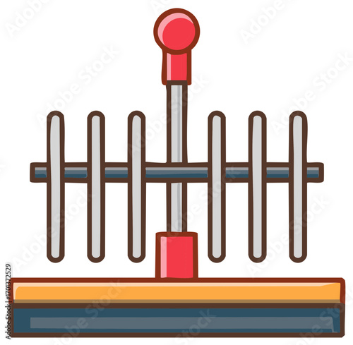 Stylized illustration of a gear shift lever and base.