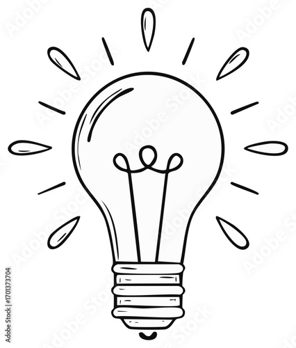 Lightbulb Idea Concept Creative Spark Doodle Illustration Cartoon Style