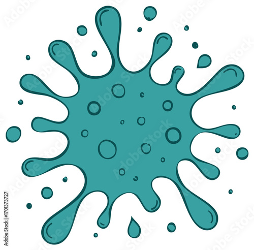Cartoon virus or bacteria with circles illustration on a white background