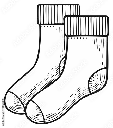 Warm knitted socks detailed doodle illustration pair of foot covering clothing