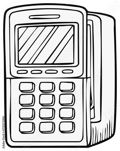 Vintage Pager Beep Phone Illustration with Buttons and Display