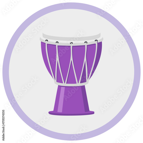Vibrant Purple Djembe Drum Instrument with White Decorative Lacing