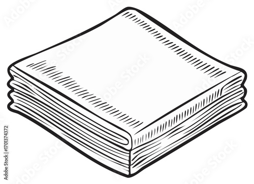 Stack of neatly folded napkins or paper towels illustration