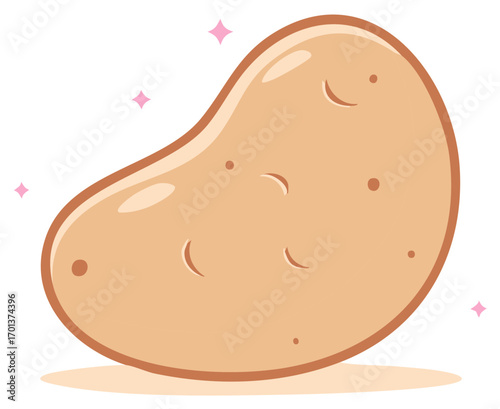 Cartoon potato with sparkling highlights and subtle shadow