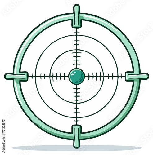 Aiming for Accuracy: Teal Target Reticle Illustration for Precision and Strategic Focus. Cartoon illustration of a crosshair sight.