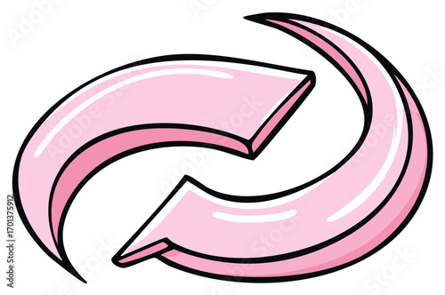 Glossy Pink Circular Arrows Refresh Symbol Cartoon Illustration