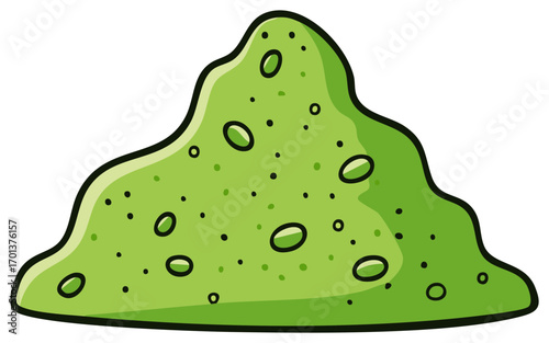 Cartoon Green Blob or Splatter with Bubbles and Spots for Games or Science Concepts