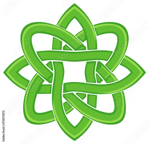 Vibrant Green Celtic Knot Graphic Shamrock Clover Symbol Interwoven Design