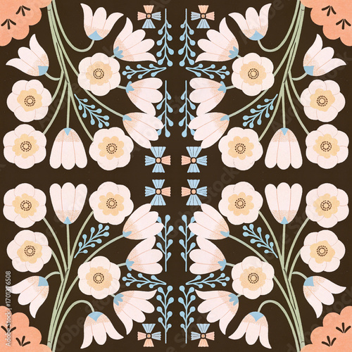 vector seamless pattern with flowers