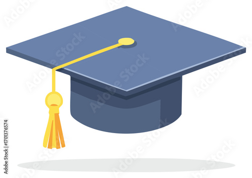 Blue Graduation Cap with Yellow Tassel Academic Achievement Symbol for Educational Success Celebration