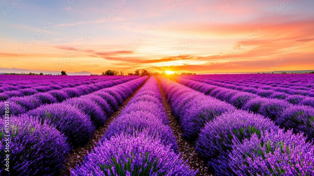 Obraz premium Lavender Field at Sunset