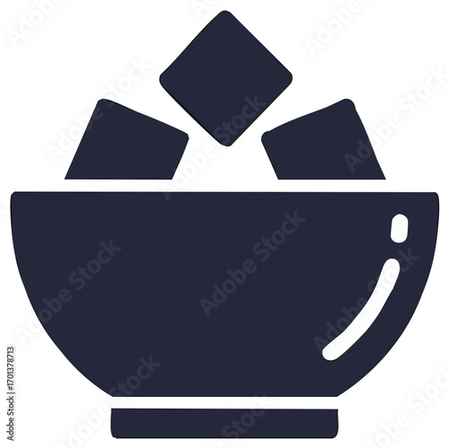 Simple flat icon of a sugar bowl with cubes minimalist glyph illustration