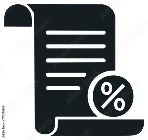 Document with Percentage Sign Icon, Sales and Discount Paper Illustration, Contract and Offer
